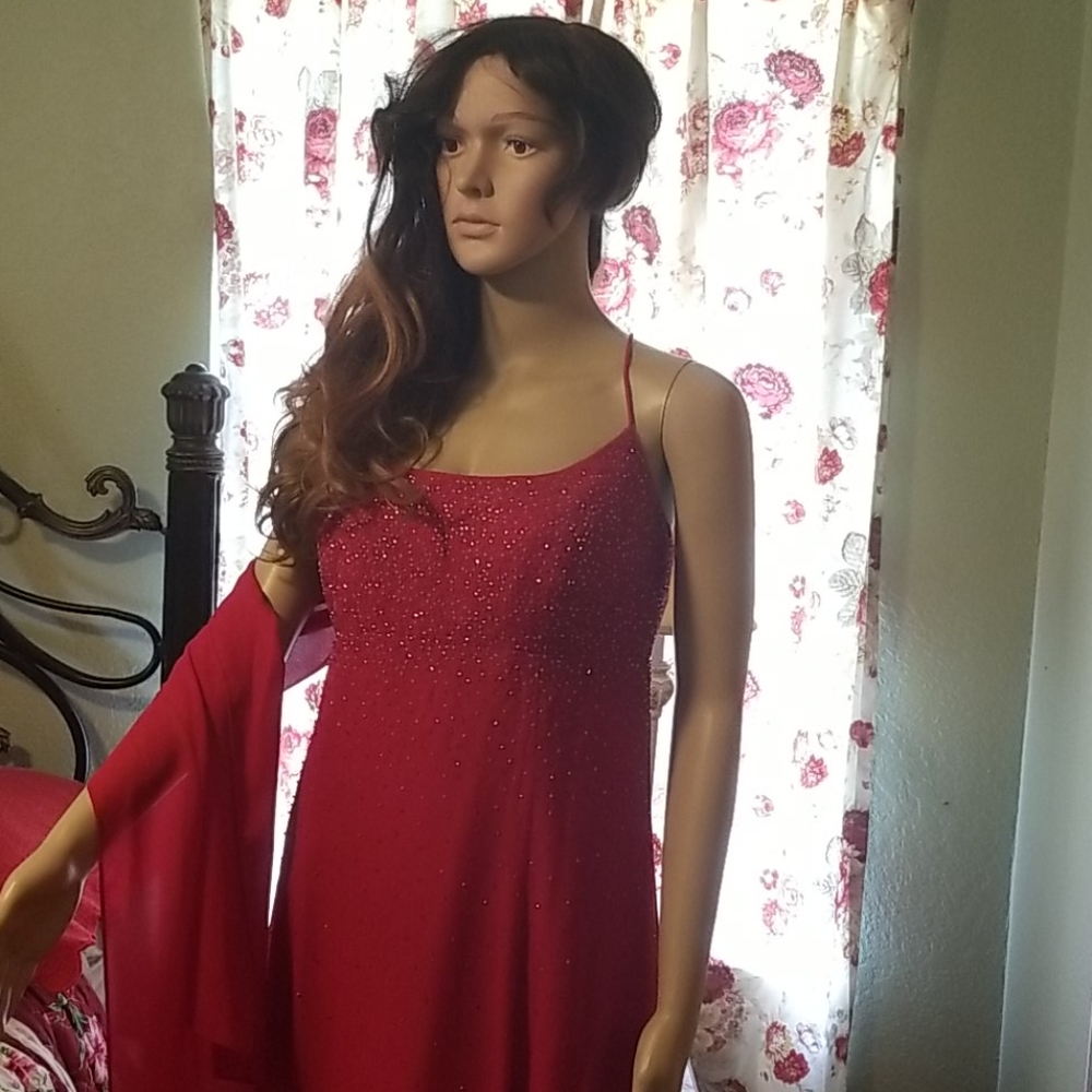Red evening dress